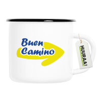 Emaille Tasse Buen Camino Pfeil 300ml Vintage Emaille Becher