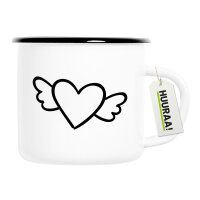 Emaille Tasse Herz mit Flügeln 300ml Vintage Emaille...