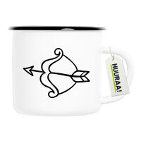 Emaille Tasse Amors Pfeil Bogen 300ml Vintage Emaille Becher