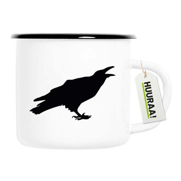 Emaille Tasse Rabe Silhouette 300ml Vintage Emaille Becher