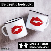 Emaille Tasse Kussmund Lippen 300ml Vintage Emaille Becher