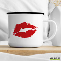 Emaille Tasse Kussmund Lippen 300ml Vintage Emaille Becher