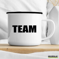 Emaille Tasse Team Schriftzug 300ml Vintage Emaille Becher