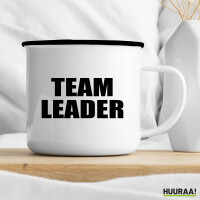 Emaille Tasse Team Leader Schriftzug 300ml Vintage Emaille Becher