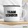 Emaille Tasse Team Leader Schriftzug 300ml Vintage Emaille Becher