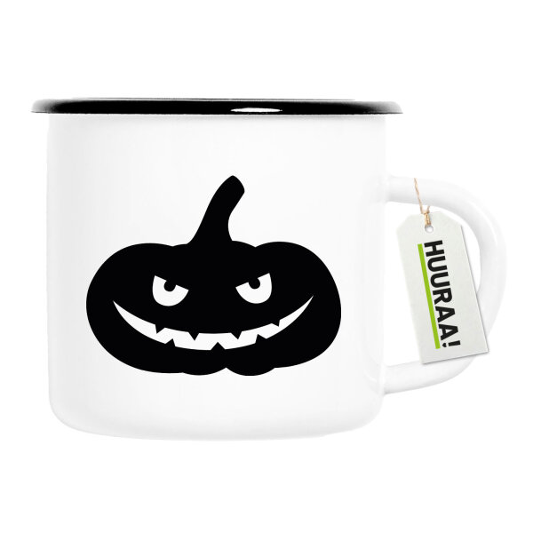 Emaille Tasse Halloween Kürbis Pumpkin 300ml Vintage Emaille Becher