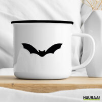 Emaille Tasse Fledermaus  Silhouette 300ml Vintage Emaille Becher