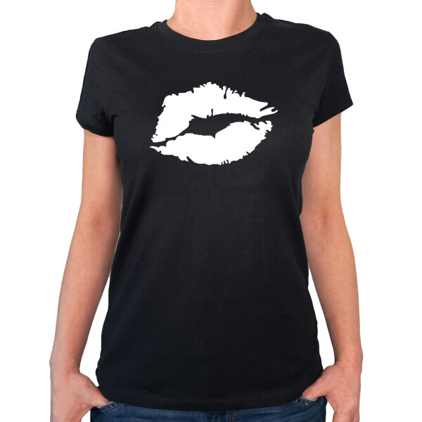 Damen T-Shirt Kussmund Lippen Größe XS-XXL