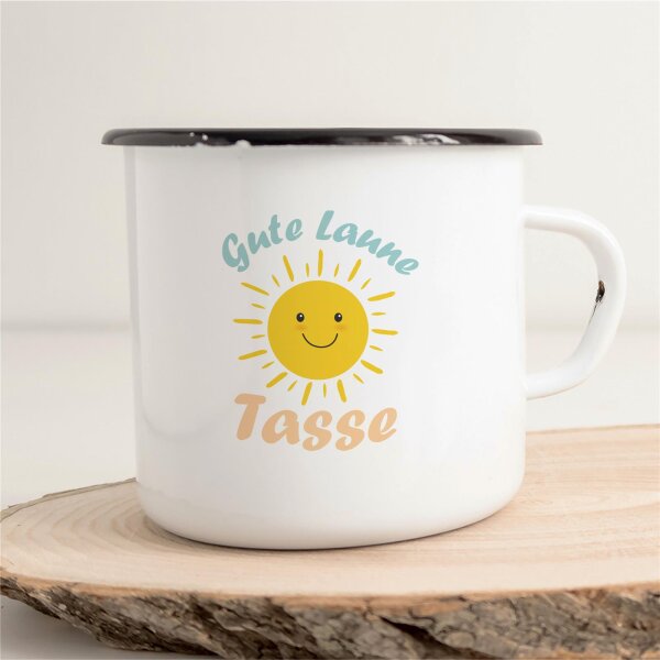 Emaille Tasse Gute Laune Tasse Sonne Vintage 300ml