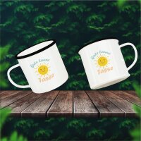 Emaille Tasse Gute Laune Tasse Sonne Vintage 300ml