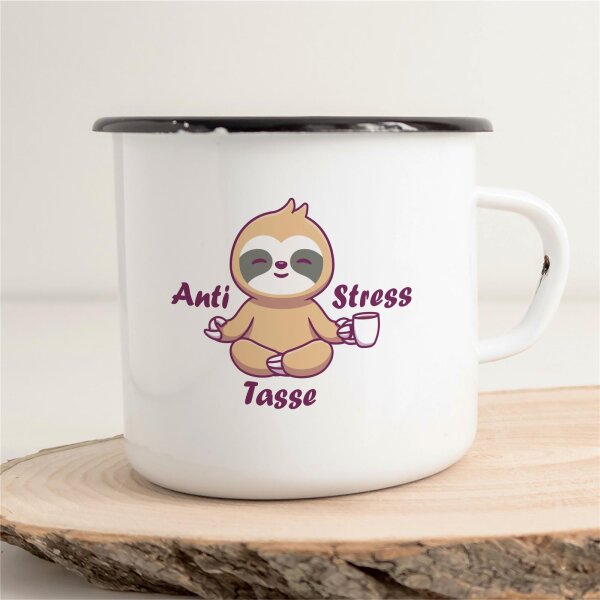 Emaille Tasse Anti Stress Tasse Faultier Vintage 300ml