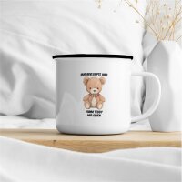 Emaille Tasse Nur bekloppte hier. Komm Teddy wir gehen. Vintage 300ml