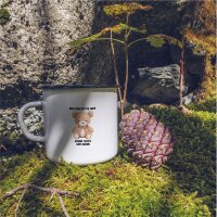 Emaille Tasse Nur bekloppte hier. Komm Teddy wir gehen. Vintage 300ml