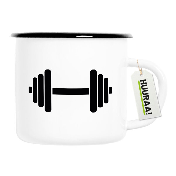 Emaille Tasse Hantel Silhouette 300ml Vintage Emaille Becher