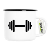 Emaille Tasse Hantel Silhouette 300ml Vintage Emaille Becher