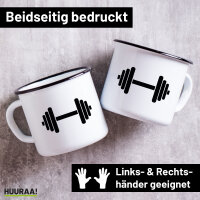 Emaille Tasse Hantel Silhouette 300ml Vintage Emaille Becher
