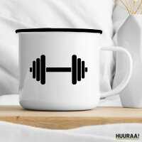 Emaille Tasse Hantel Silhouette 300ml Vintage Emaille Becher