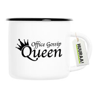 Emaille Tasse Office Gossip Queen Krone 300ml Vintage Emaille Becher