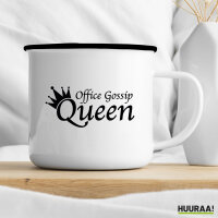 Emaille Tasse Office Gossip Queen Krone 300ml Vintage Emaille Becher