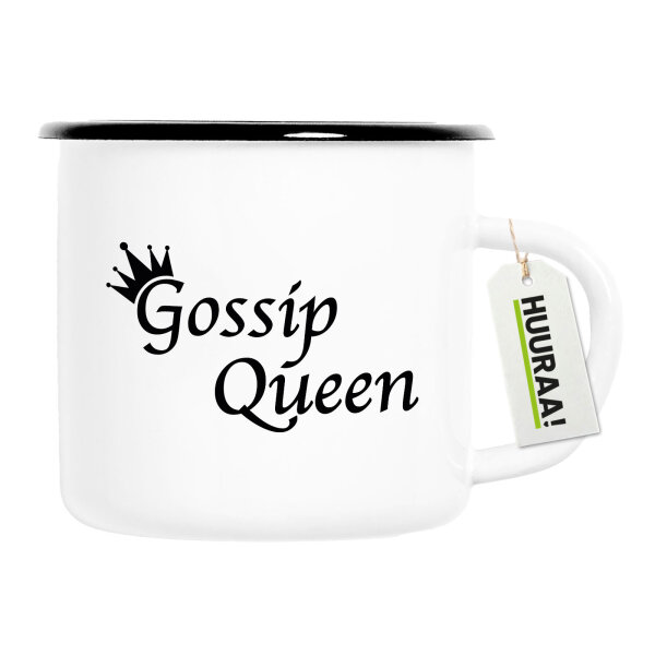 Emaille Tasse Gossip Queen Krone 300ml Vintage Emaille Becher