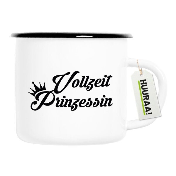 Emaille Tasse Vollzeit Prinzessin Krone 300ml Vintage Emaille Becher