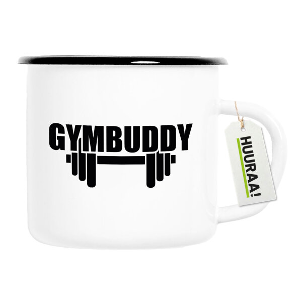 Emaille Tasse Gymbuddy Hantel 300ml Vintage Emaille Becher