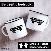 Emaille Tasse Gymbuddy Hantel 300ml Vintage Emaille Becher