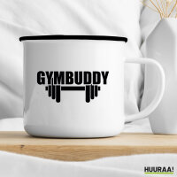Emaille Tasse Gymbuddy Hantel 300ml Vintage Emaille Becher