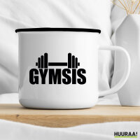 Emaille Tasse Gymsis Hantel 300ml Vintage Emaille Becher