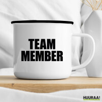 Emaille Tasse Team Member Schriftzug 300ml Vintage Emaille Becher