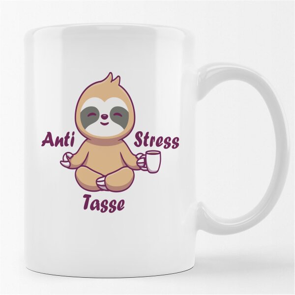 Kaffeetasse Anti Stress Tasse Faultier Weiß 330ml