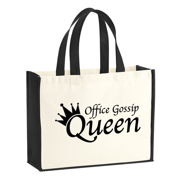 Jutetasche Office Gossip Queen Krone 21 Liter Black