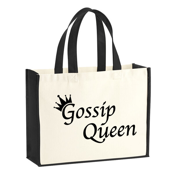 Jutetasche Gossip Queen Krone 21 Liter Black