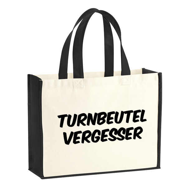 Jutetasche Turnbeutelvergesser Schriftzug 21 Liter Black