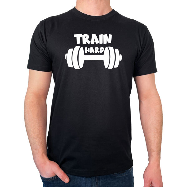 Herren T-Shirt Train hard Hantel Größe S-3XL