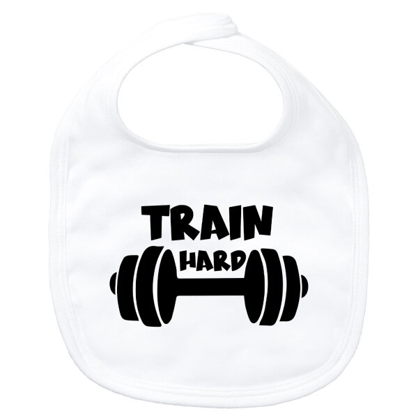 Baby Lätzchen Train hard Hantel