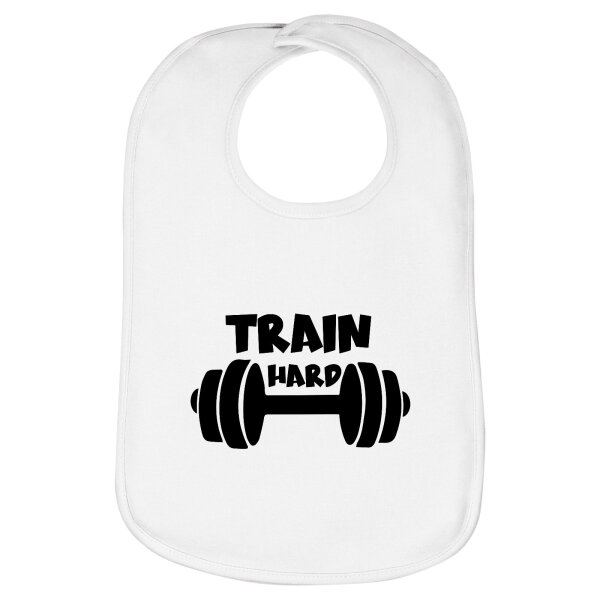 Lätzchen Train hard Hantel, doppellagig