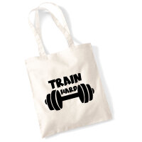 Jutebeutel Train hard Hantel 10 Liter