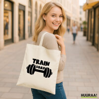 Jutebeutel Train hard Hantel 10 Liter