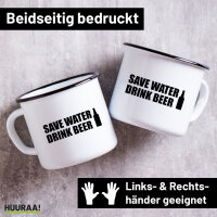 Emaille Tasse Save Water Drink Beer Bierflasche 300ml Vintage Emaille Becher