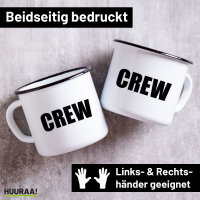 Emaille Tasse Crew Schriftzug 300ml Vintage Emaille Becher