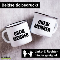Emaille Tasse Crew Member Schriftzug 300ml Vintage...