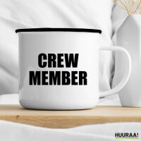 Emaille Tasse Crew Member Schriftzug 300ml Vintage Emaille Becher