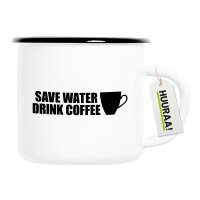 Emaille Tasse Save Water Drink Coffee Kaffeetasse 300ml Vintage Emaille Becher