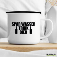 Emaille Tasse Spar Wasser Trink Bier Bierflasche 300ml Vintage Emaille Becher