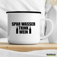 Emaille Tasse Spar Wasser Trink Wein Weinflasche 300ml Vintage Emaille Becher