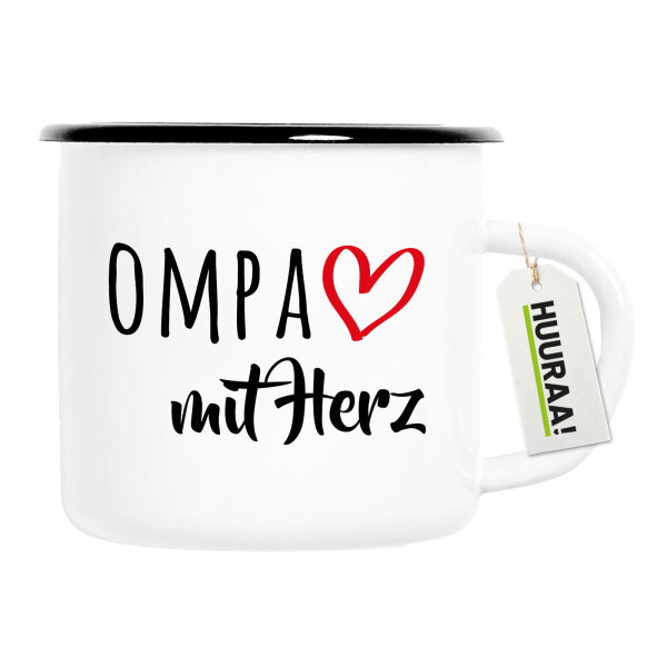 Emaille Tasse OMPA mit Herz 300ml Vintage Emaille Becher