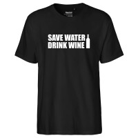 Herren T-Shirt Save Water Drink Wine Weinflasche...