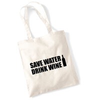 Jutebeutel Save Water Drink Wine Weinflasche 10 Liter