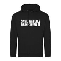 Unisex Hoodie Save Water Drink Beer Bierflasche...
